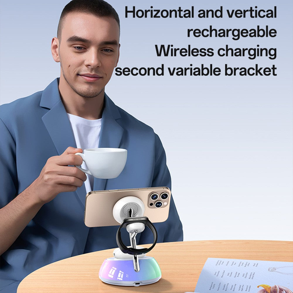 Wireless Charger - YESIDO DS31 3 in 1 Wireless Charging Station Phone Watch Earphone Magnetic Wireless Charger with Night Light