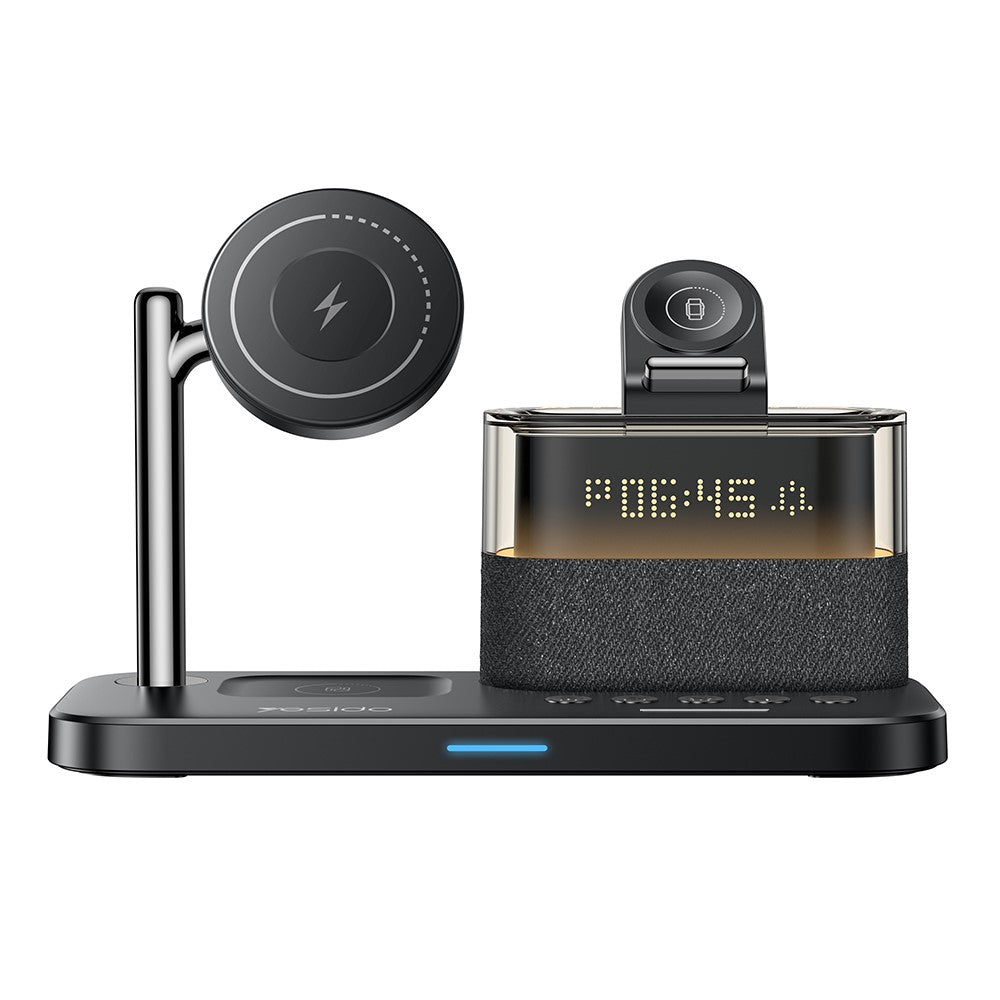 Wireless Charger - YESIDO DS37 6 in 1 Desktop Wireless Charger Stand Multi-Function Charging Station with Clock / Light