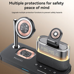 Wireless Charger - YESIDO DS37 6 in 1 Desktop Wireless Charger Stand Multi-Function Charging Station with Clock / Light