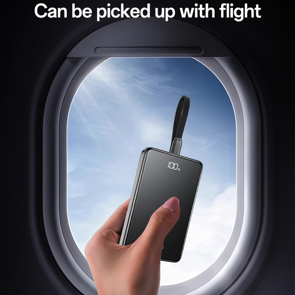 Power Bank - YESIDO YP75 10000mAh Digital Display Portable Charger 22.5W Fast Charging Power Bank Built In iP Cable