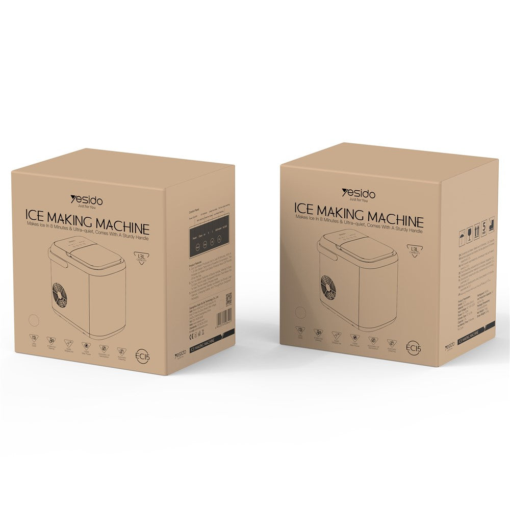 Ice Making Machine - YESIDO EC15 1.3L Portable Ice Maker Automatic Cleaning Ice Cube Making Machine (BPA Free, No FDA)