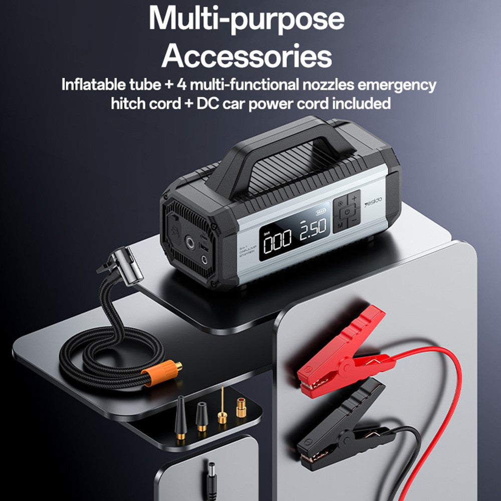 Car Jump Starter - YESIDO VC13 5 in 1 Car Jump Starter 150PSI Tire Inflator Pump 10000mAh Power Bank with Emergency Light