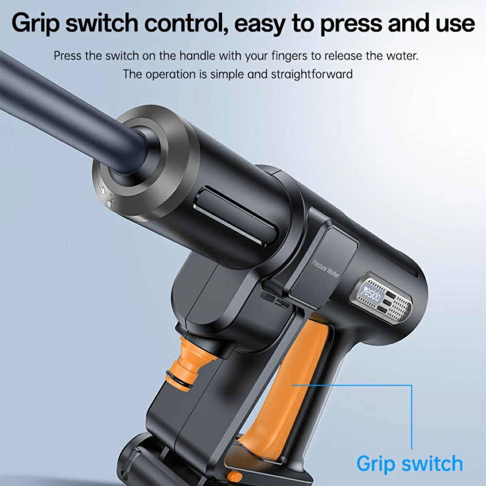 Car Pressure Washer - YESIDO VC18 High Pressure Washer Gun 2 Gears Adjustable Cordless Car Cleaner with LED Display