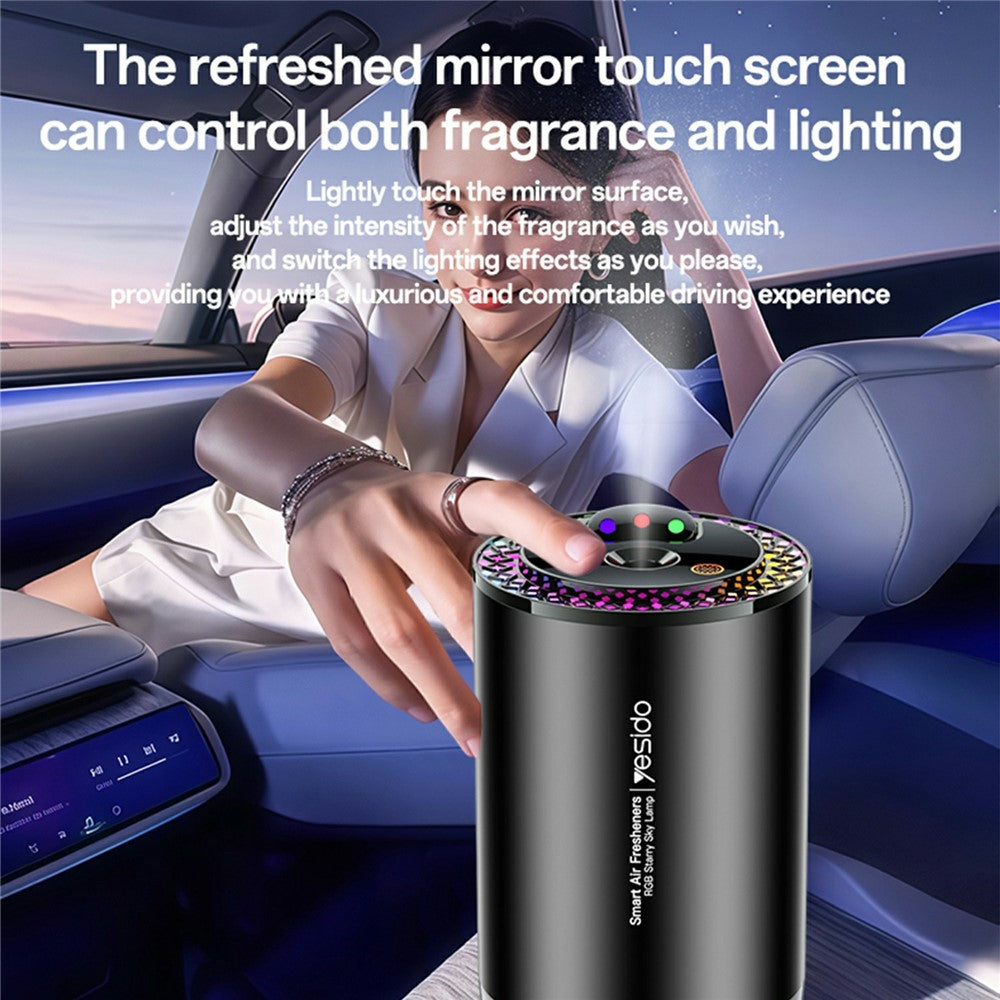 Car Diffuser - YESIDO VC14 Car Aromatherapy Diffuser Smart Air Freshener Rechargeable RGB Starry Sky Ambient Lamp