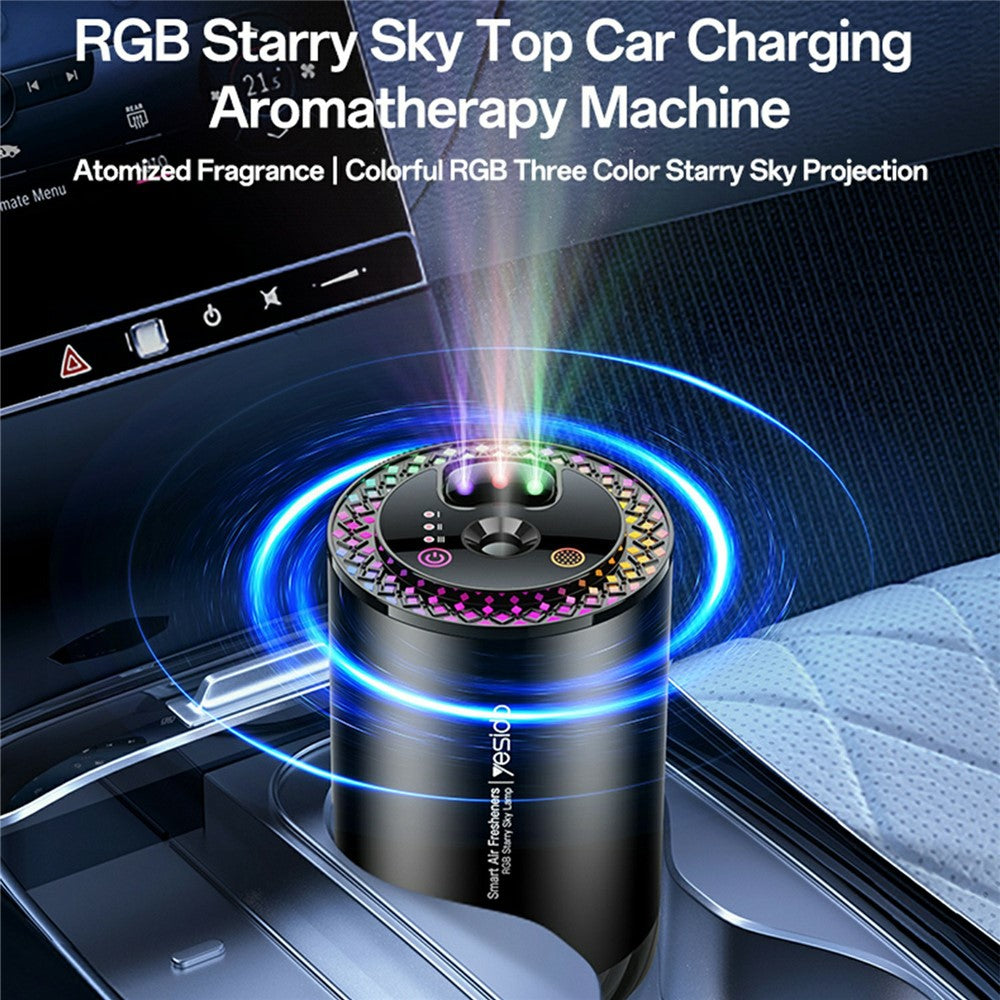 Car Diffuser - YESIDO VC14 Car Aromatherapy Diffuser Smart Air Freshener Rechargeable RGB Starry Sky Ambient Lamp