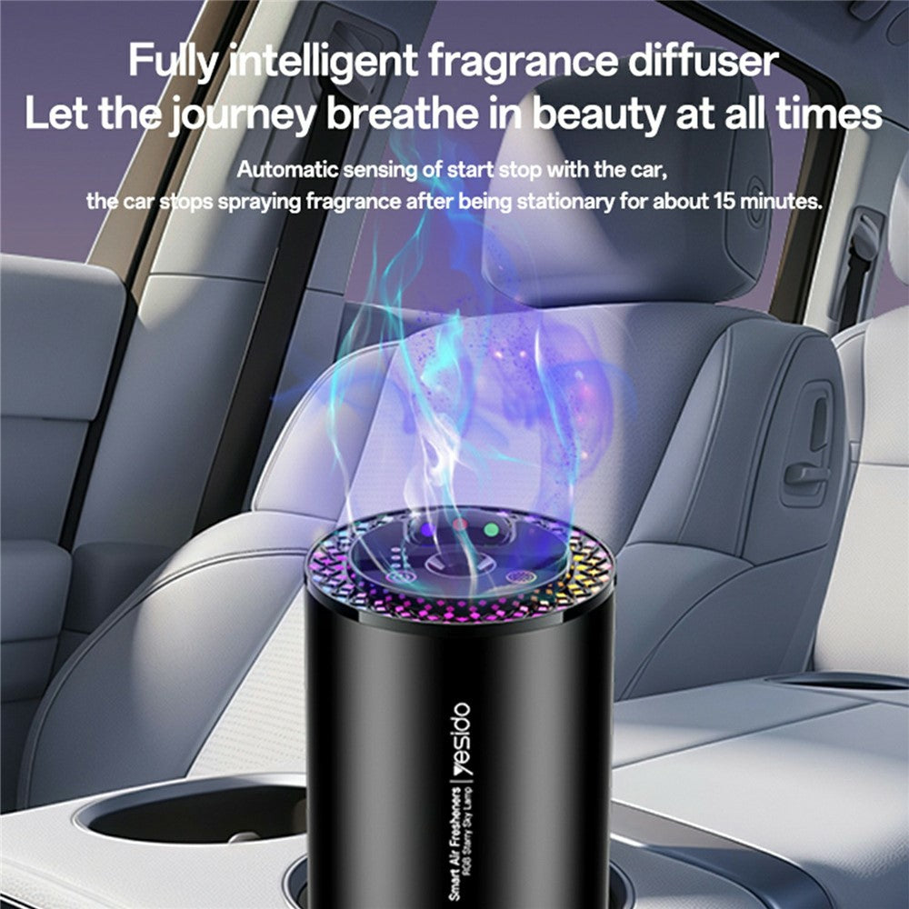 Car Diffuser - YESIDO VC14 Car Aromatherapy Diffuser Smart Air Freshener Rechargeable RGB Starry Sky Ambient Lamp