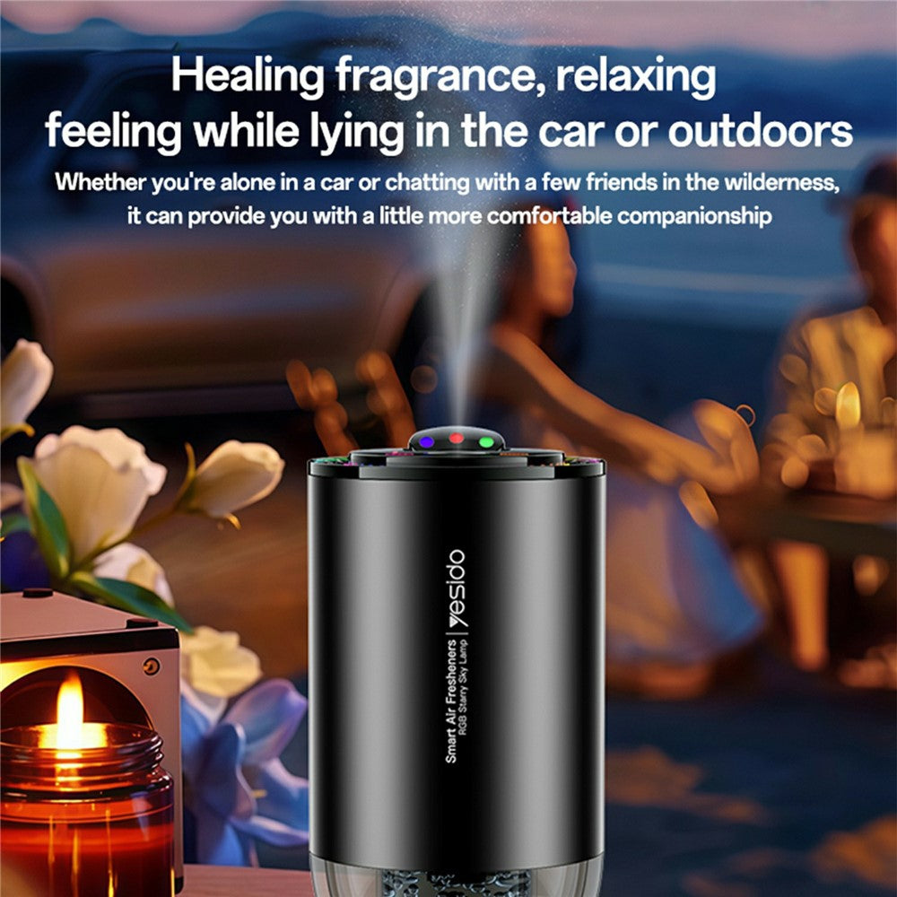 Car Diffuser - YESIDO VC14 Car Aromatherapy Diffuser Smart Air Freshener Rechargeable RGB Starry Sky Ambient Lamp