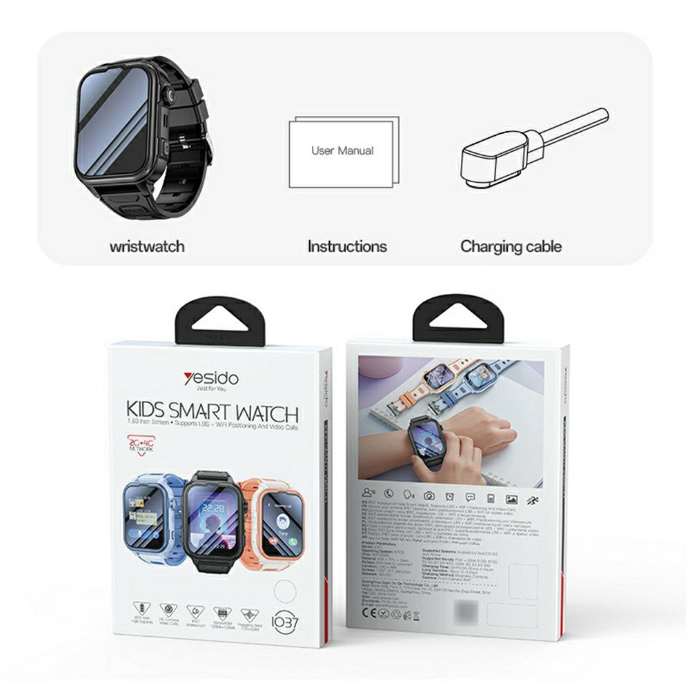 Smart Watch YESIDO IO37 For Children 4G Smartwatch IP67 Waterproof GPS Tracking Video Call Wrist Watch with SOS Function