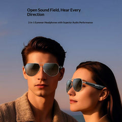 Smart Glasses - YESIDO IO44 Smart Audio Glasses Bluetooth Compatible 5.4 Open-Ear Headphones / Polarized Sunglasses with Microphone for Travel / Business