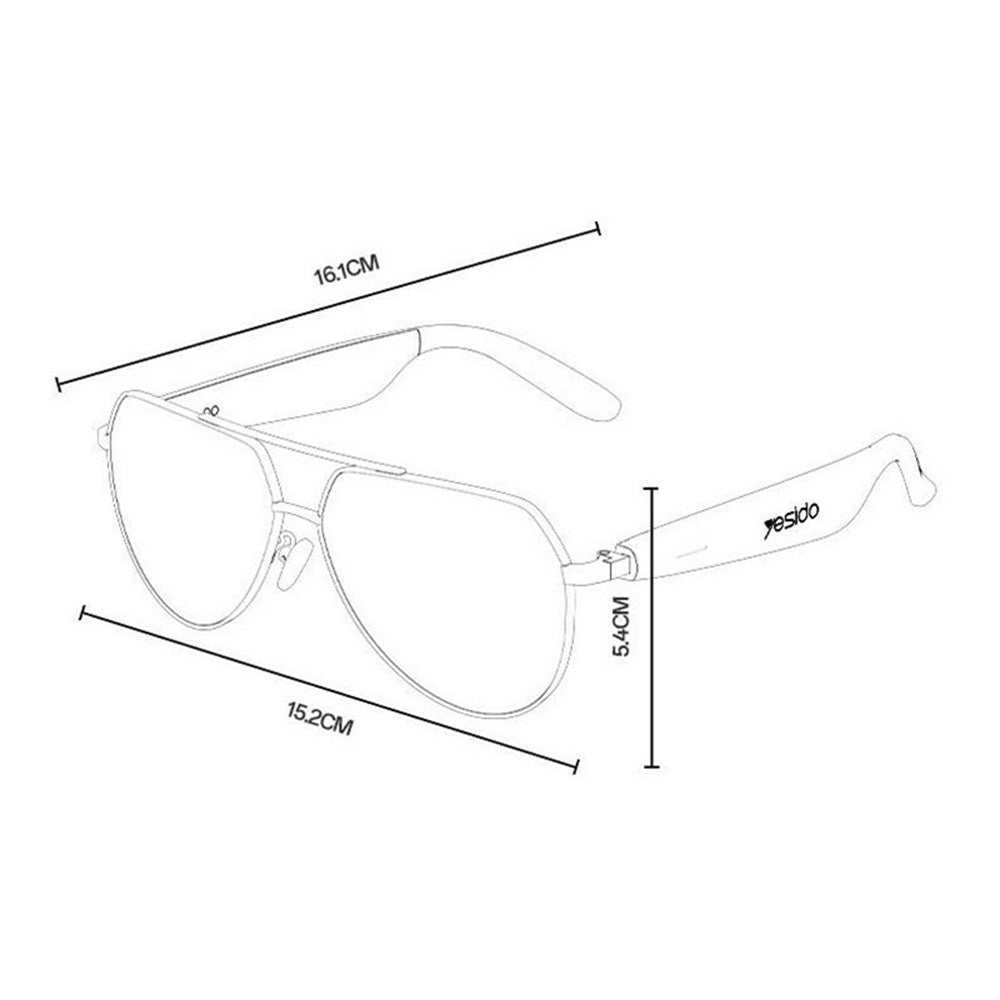 Smart Glasses - YESIDO IO44 Smart Audio Glasses Bluetooth Compatible 5.4 Open-Ear Headphones / Polarized Sunglasses with Microphone for Travel / Business