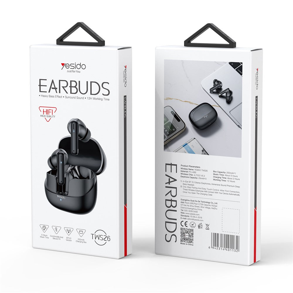 Ear Buds - YESIDO TWS26 BT5.3 Private Model Patent In Ear Style Physical Noise Reduction Tws Music Wireless Earphones
