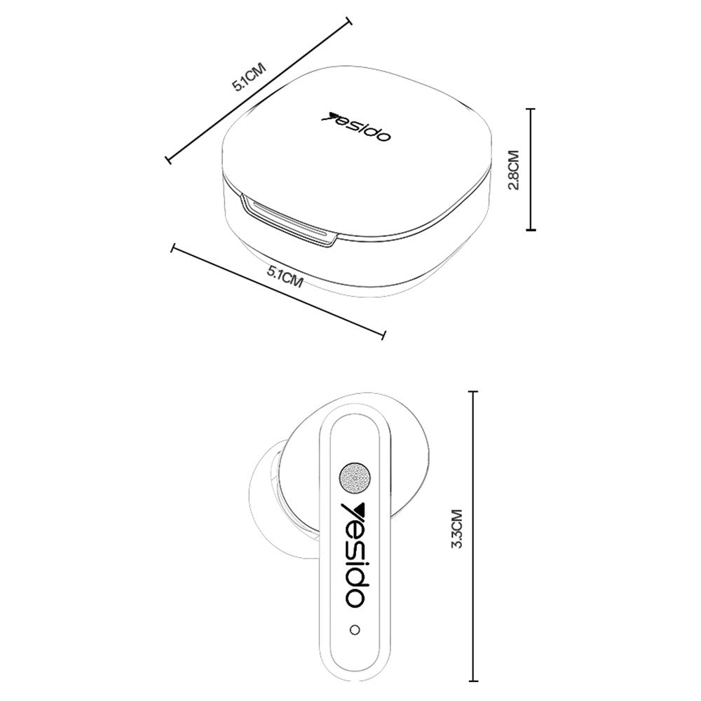 Ear Buds - YESIDO TWS37 Wireless Bluetooth-compatible Earbuds ANC + ENC Noise Reduction Smart Touch Control Earphones