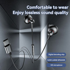 Heavy Bass - YESIDO YH49 Digital Headphones with Type-C Input, Lossless Sound, Wired Headphones for Desktop/Notebook/Tablet/Mobile Phone