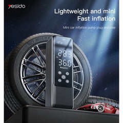 Inflator Pump - YESIDO VC05 Fast Inflation Portable Precise Air Replenishment Intelligent Digital Displaycar Inflation Pump