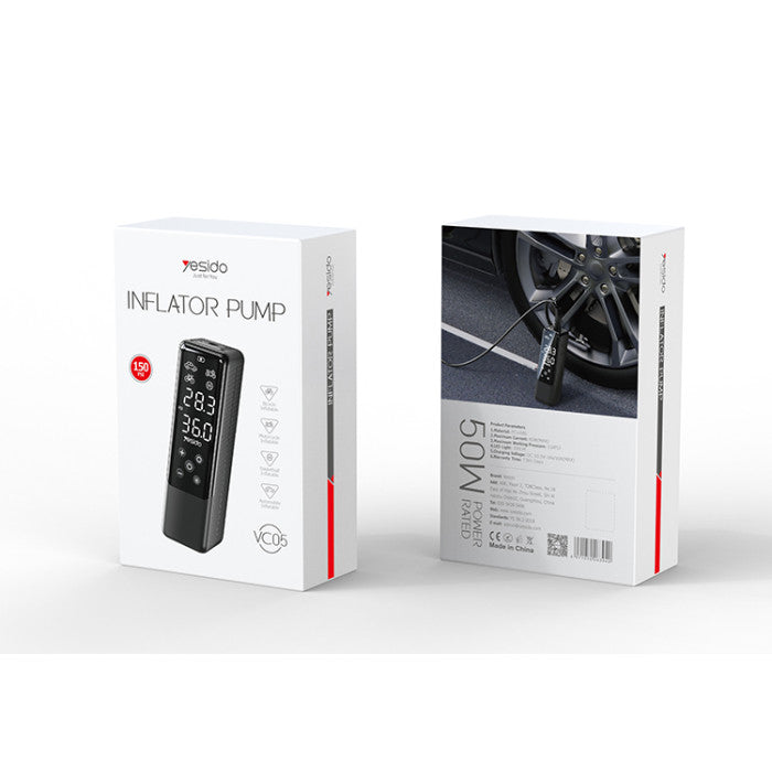 Inflator Pump - YESIDO VC05 Fast Inflation Portable Precise Air Replenishment Intelligent Digital Displaycar Inflation Pump