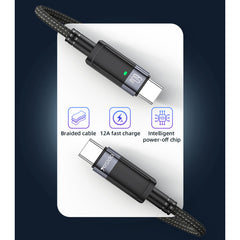 Auto Power Off - YESIDO CA160 Aluminum Alloy Shell 60W Fast Charging Type-C To Type-C Auto Disconnecting Charging Data Cable