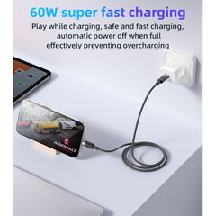 Auto Power Off - YESIDO CA160 Aluminum Alloy Shell 60W Fast Charging Type-C To Type-C Auto Disconnecting Charging Data Cable