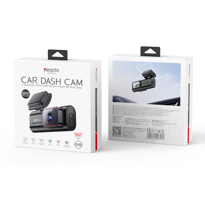 Car Dash Cam - YESIDO KM21 1K High Clear Camera 145 Degree Range Built-in With 1.47" Screen Front way Car Driving Recorder