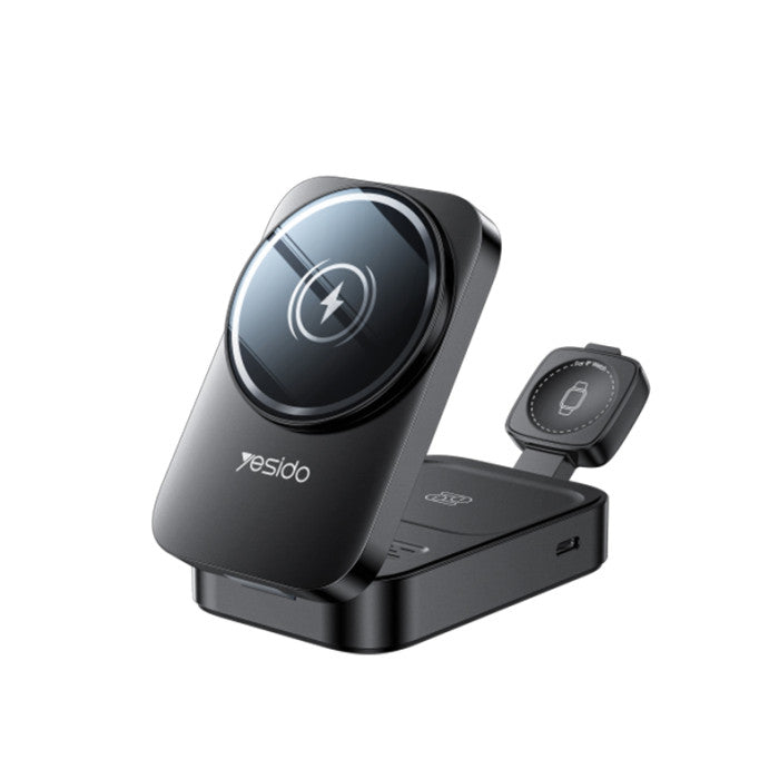 Wireless Charger - YESIDO DS27 15W Wireless Fast Charging Multiple Protections Foldable Design 3-in-1 Desktop Wireless Charger