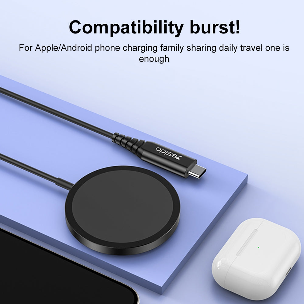 Magnetic Charger - YESIDO DS21 15W Detachable Magnetic Wireless Charger