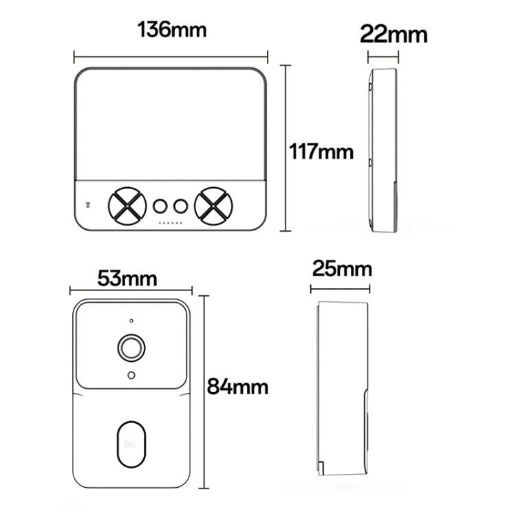 Video Doorbell - Yesido KM27 4.3 inch TFT Screen 2.4G Wireless Video Intercom Doorbell