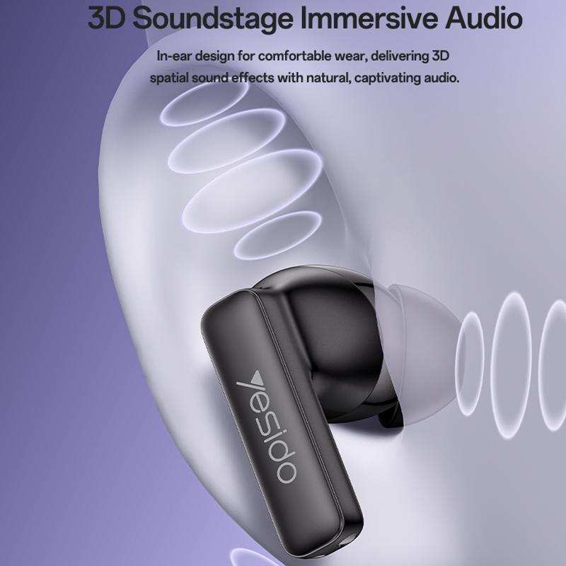 Ear Buds - YESIDO TWS40 Quad-Microphone ANC+ENC Noise Reduction TWS Bluetooth Earphone