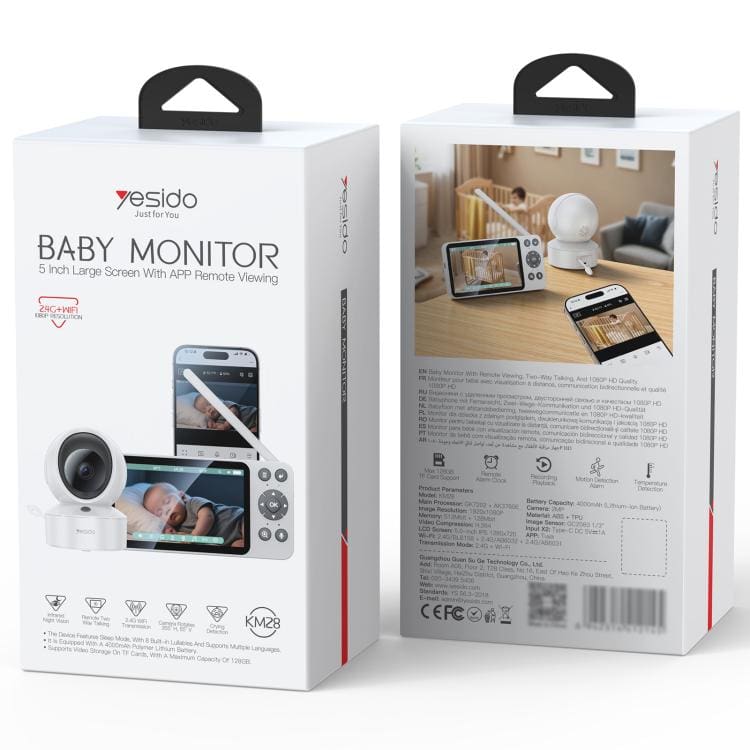 Baby Monitor - YESIDO KM28 Baby Monitor Camera 2.4G+WiFi 1080P HD Video Camera with Night Vision